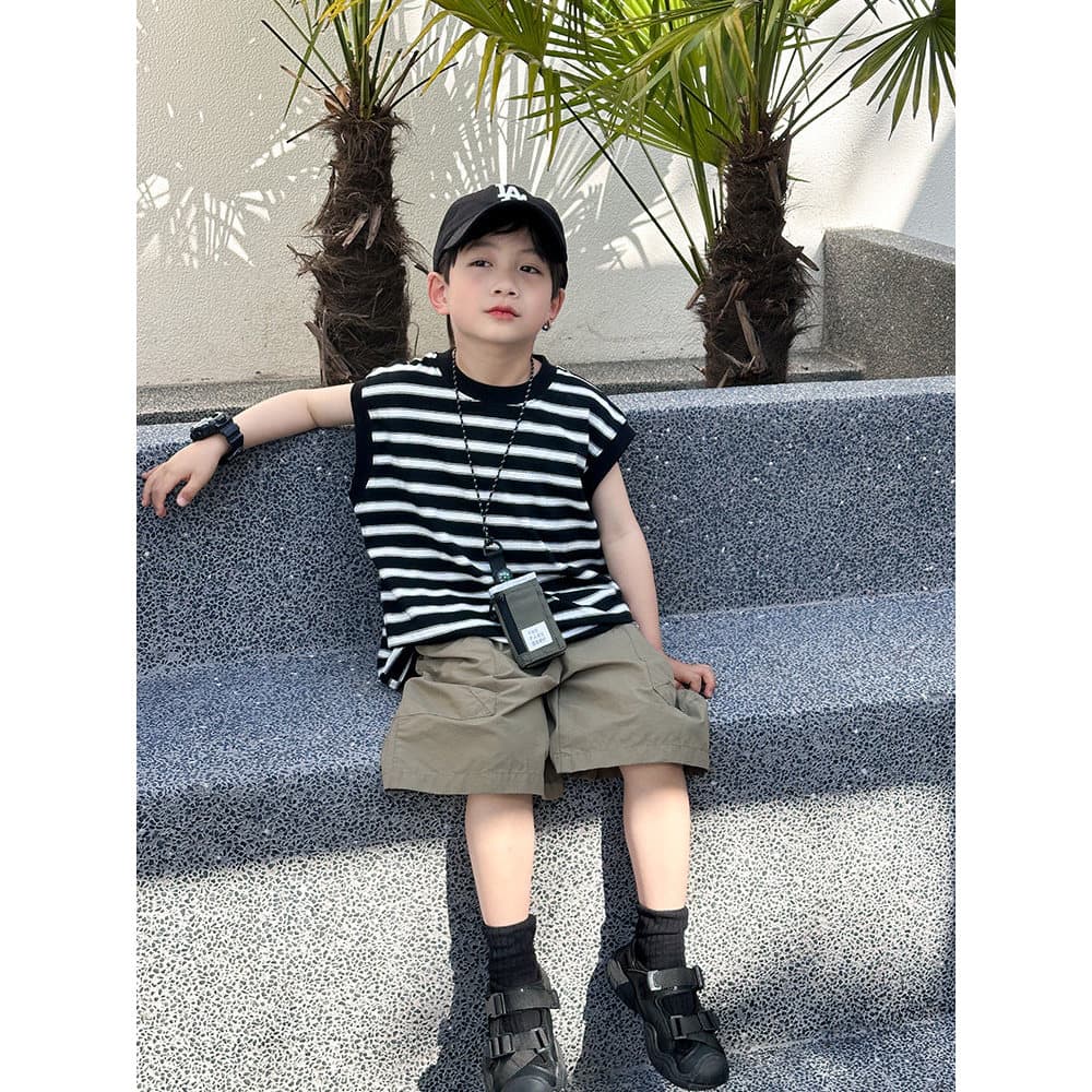 Crianças roupas de verão meninos camiseta de manga curta sem mangas colete exterior Wear 2026 verão novo estilo bebê sol