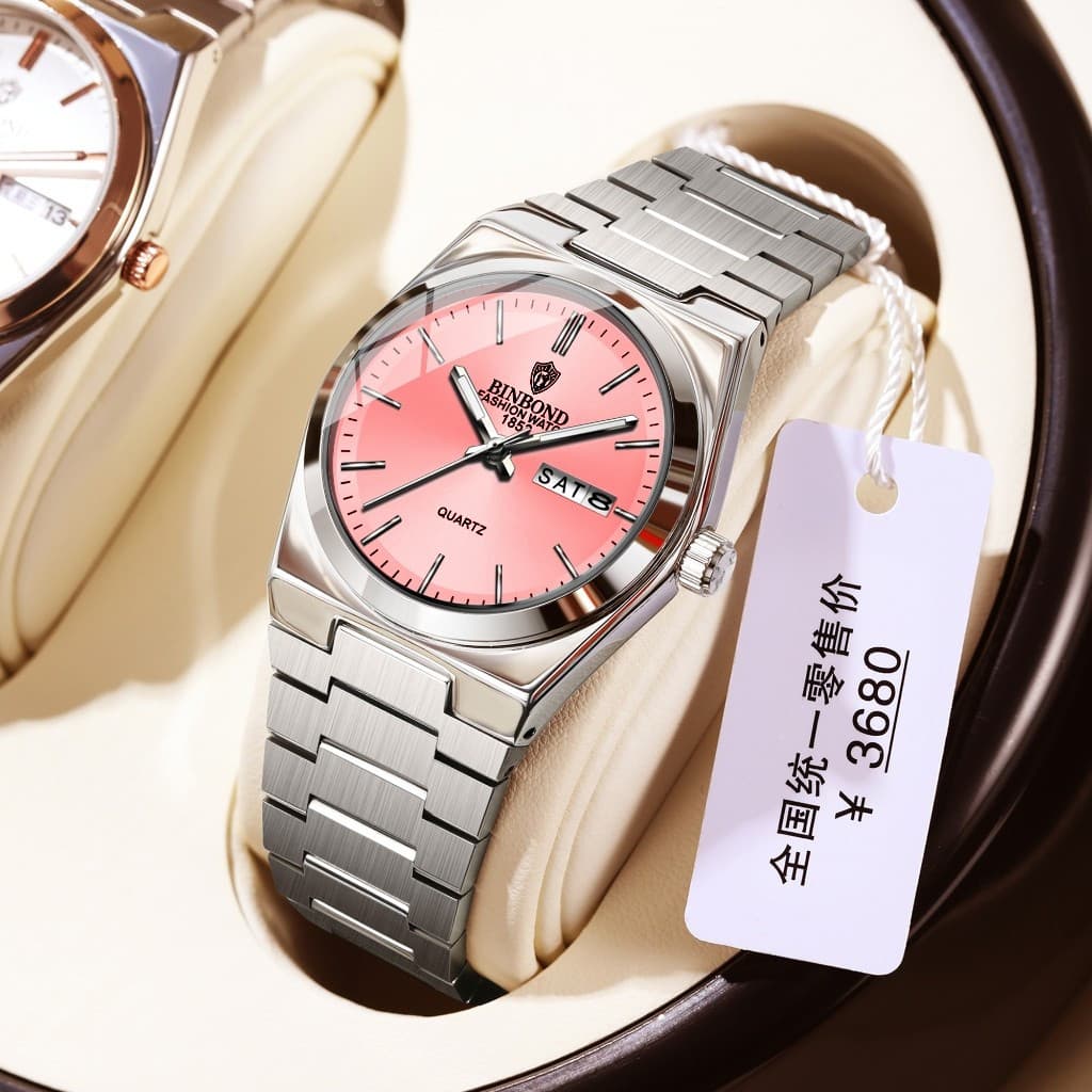 Relógio de Quartzo Feminino para Negócios, à Prova d'Água, Luminoso, com Calendário, Relógio de Moda Feminino-1