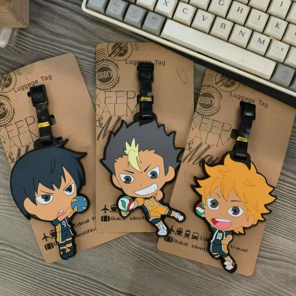 Desenhos animados Anime personagem voleibol júnior bagagem tag PVC mala pingente acessórios Hyuga Kageyama saco tag