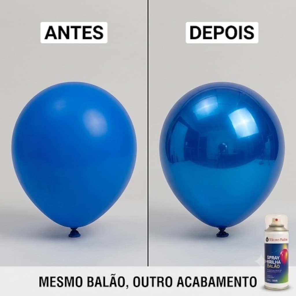 Spray Brilha Bexiga 300ml Abrilhantador Balões Látex Brilho Festa Arco Casamento Profissional