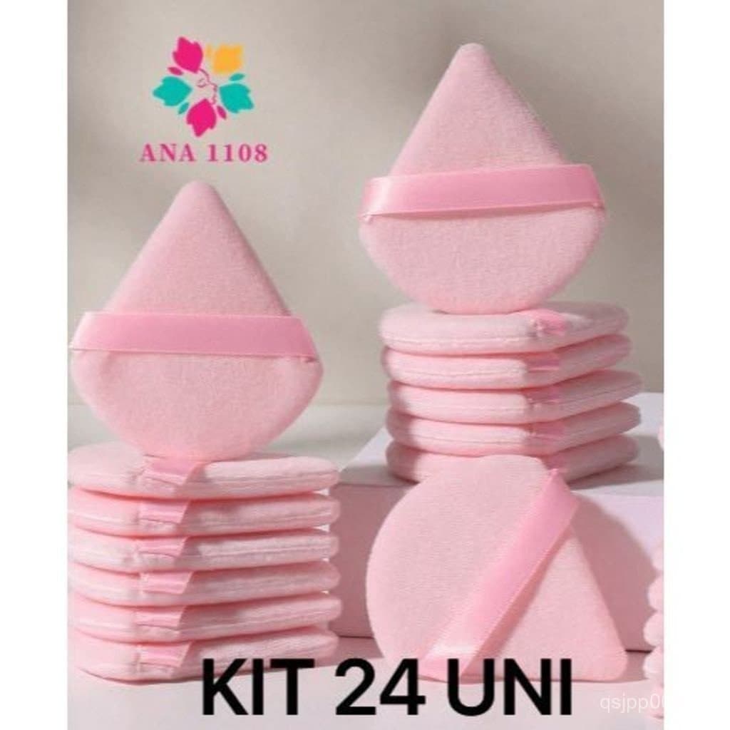 ANA1108 Kit 24/48 unidades Esponja Triangular Para Pó De Veludo Maquiagem