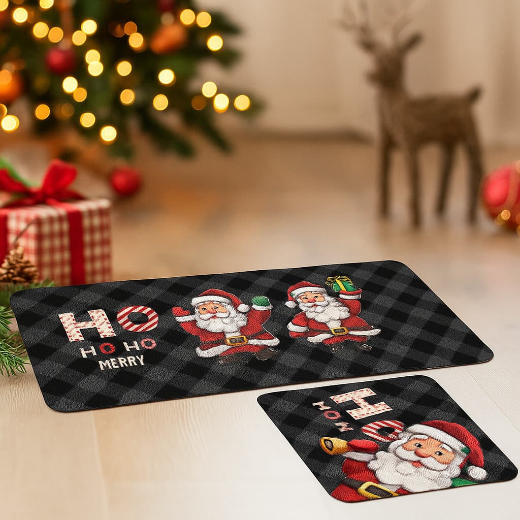 🎅 Kit Cozinha Natalino 2 Tapetes – Enfeite de Natal Direto de Fábrica