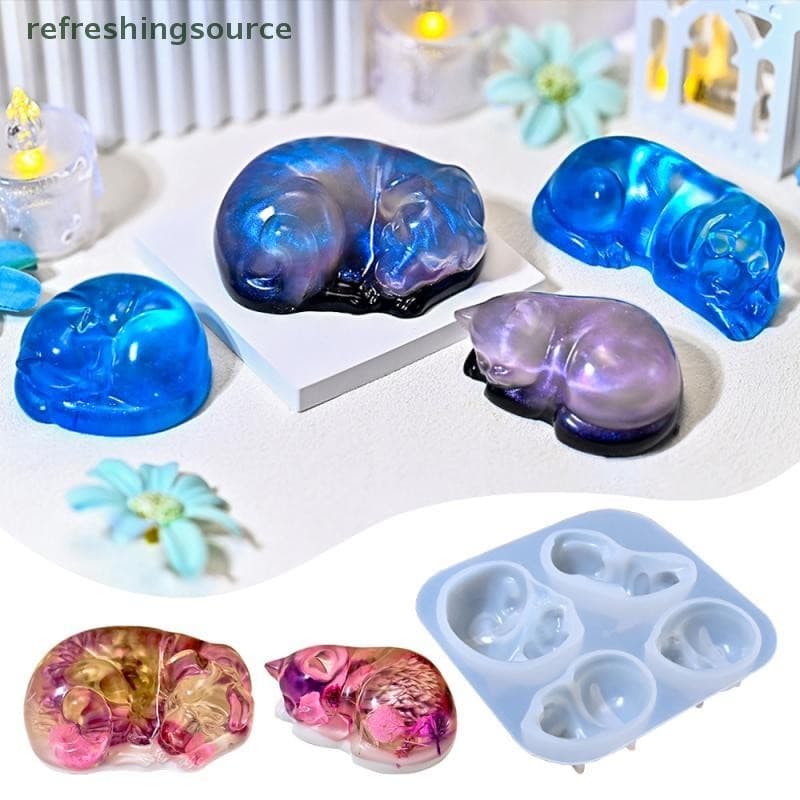 [T & B] Novo Enfeite De Cachorro Dormindo Molde De Silicone DIY Série De Animais De Estimação Vela Aroma Gesso Moldes De
