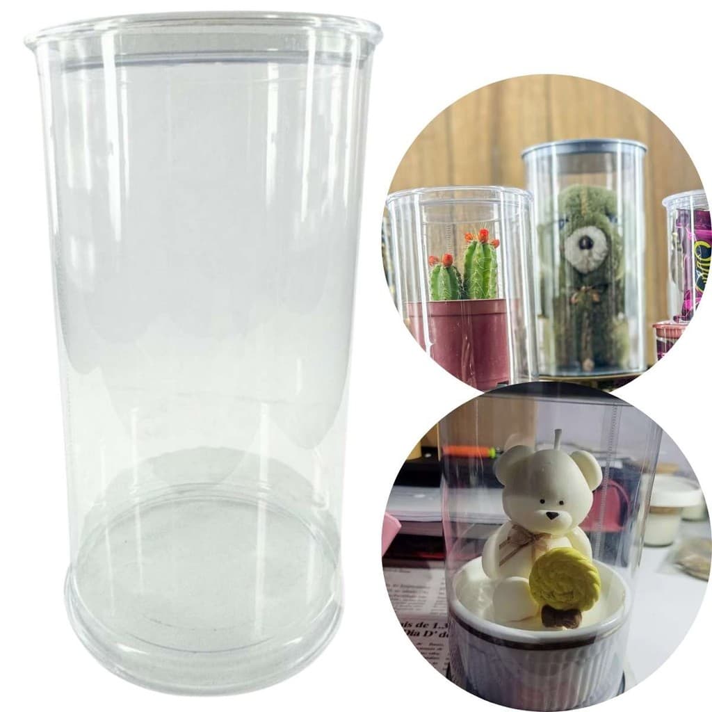 12 Tubo Lata PET Transparente Cristal 8 X 16 CM Lembrancinha