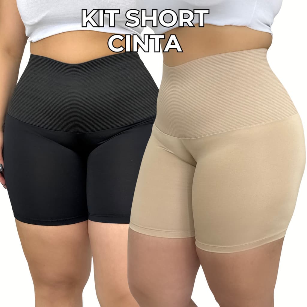 KIT 2 Cinta Short Modeladora Feminina Alta Compressão