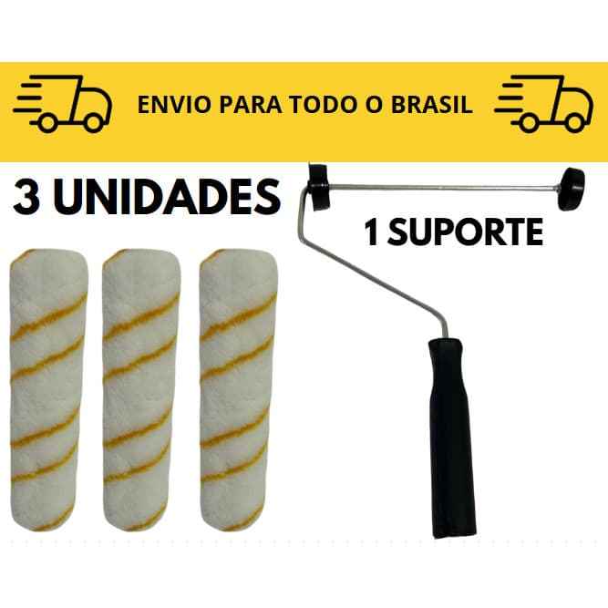 Kit Completo Rolos anti respingo /3 Rolos de Pintura com 1 suporte /23cm / Pintura / Kit de pintura