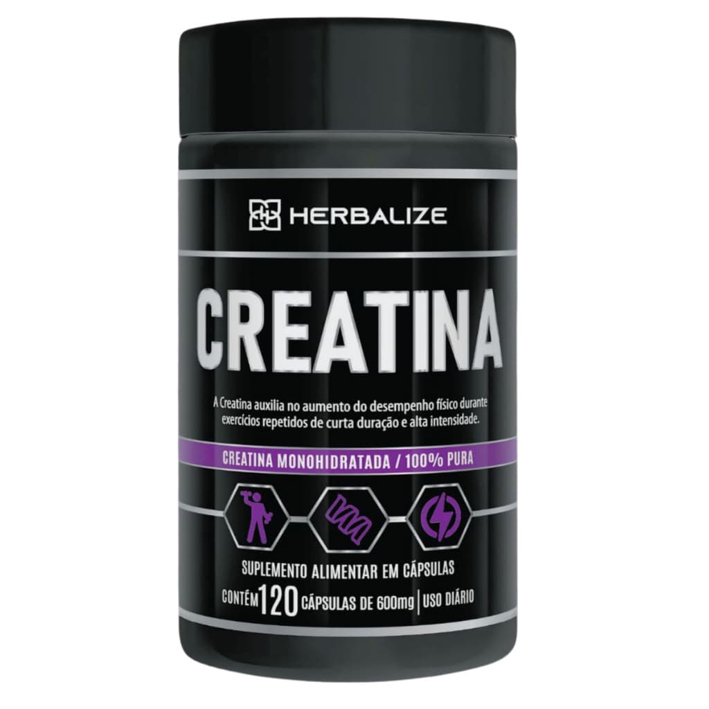 Creatina Monohidratada 100% Pura 120 Cápsulas Herbalize