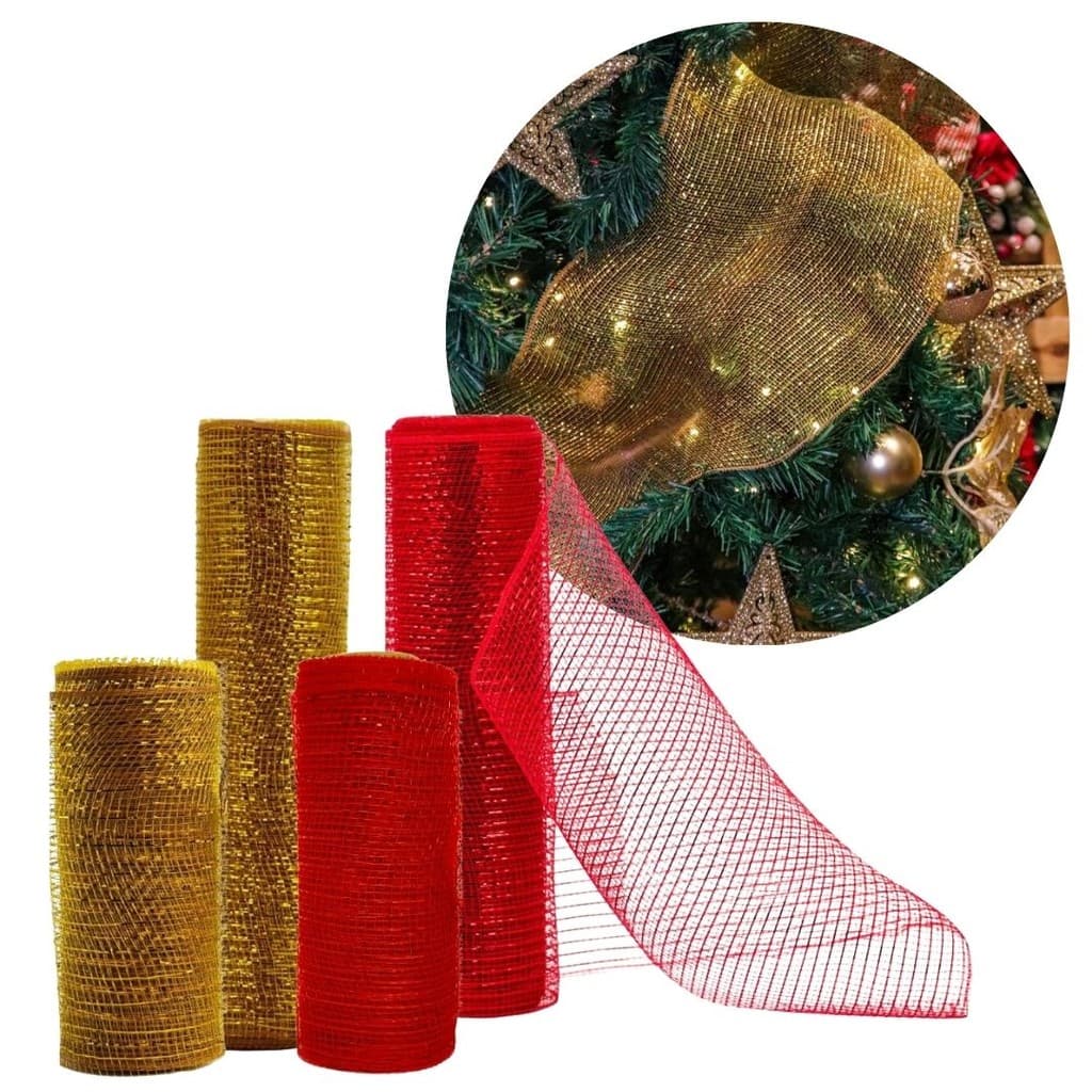 Fitas de Natal Malha Tule Telas Decorativas Para Árvore de Natal, Diversas Cores e Tamanhos