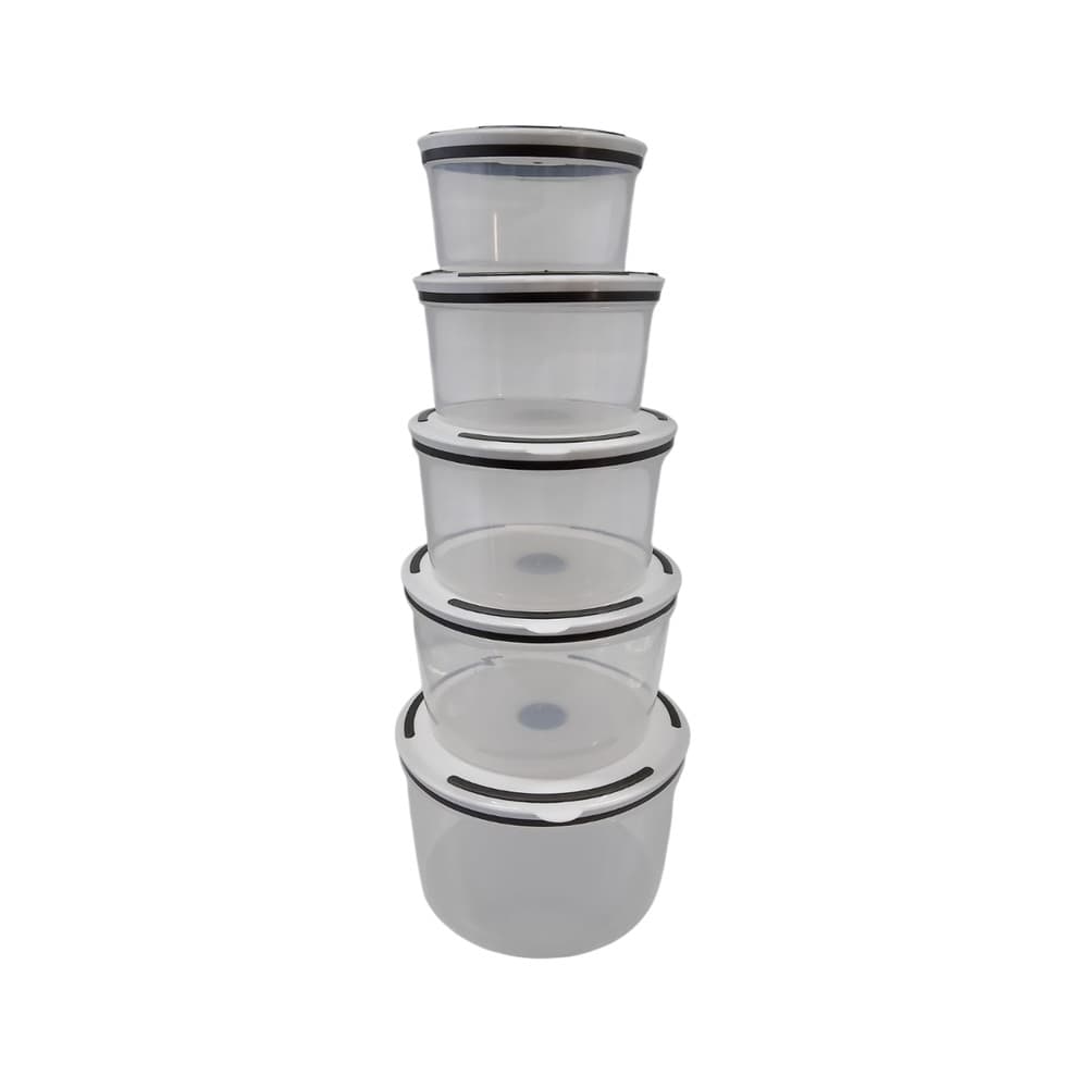 Conjunto 5 Potes Herméticos de Plástico Com Tampa
