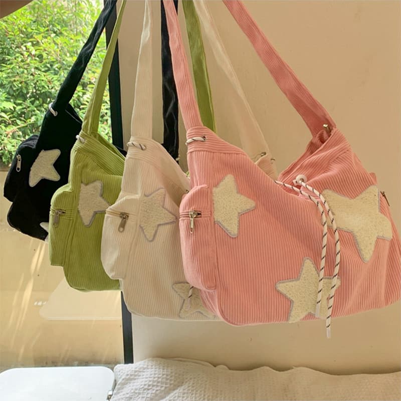 Bolsa Feminina Grande Estrela Bolsa Transversal Bolsa De Ombro Lona  Mochila Casual Para Escola Padrão De Design Estrela