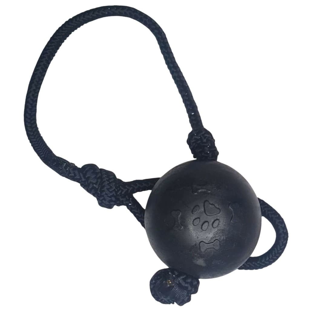 Brinquedo Mordedor Bola 7,5cm Maciça Corda Cachorro Resistente Anti Estresse Preto