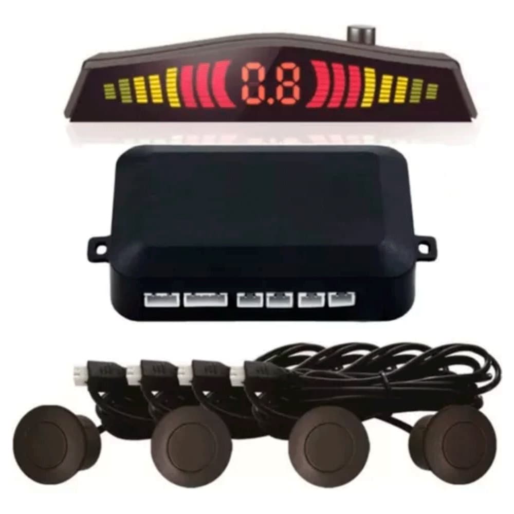 Sensor Estacionamento 4 Sensores Emborrachado Preto 20mm