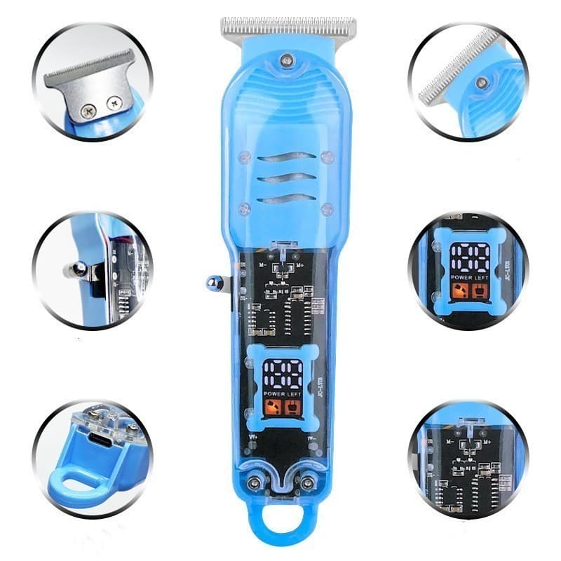 Máquina De Corte De Cabelo Profissional Inteligente Lcd Elétrico Transparente Sem Fio Barbeador Para Homens