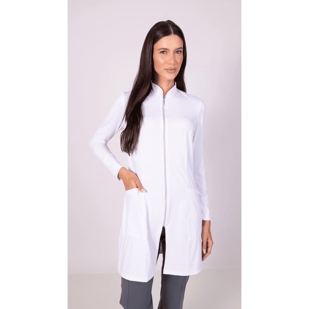 Jaleco Basic - Malha Dry com Elastano SUPER FLEXÍVEL, respirável, não precisa passar, com zíper