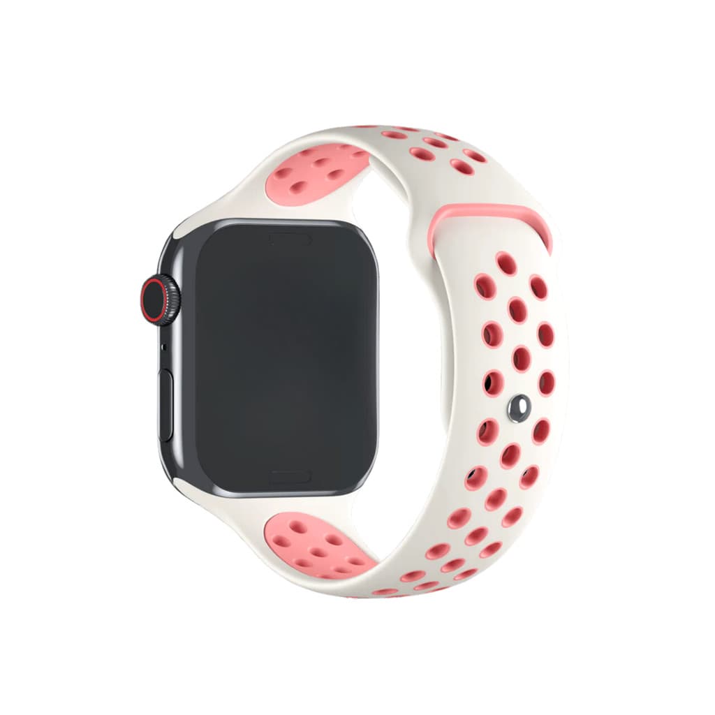 Pulseira de Silicone Nerdcase para Apple Watch 42mm, 44mm, 45mm e 49mm, Branco e Rosa