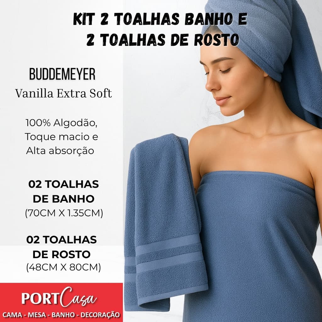 Jogo de Toalhas Buddemeyer Vanilla Extra Soft 4 Peças - Toalha Banho + Rosto