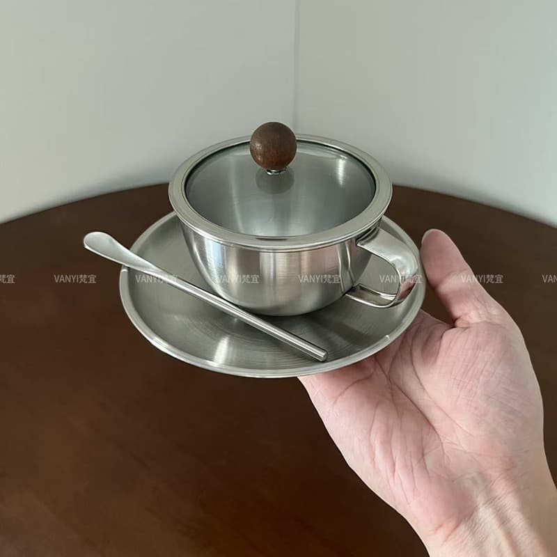 304 xícara de café de aço inoxidável high-End requintado pessoal dedicado conjunto luz luxo alto valor chá da tarde Retr