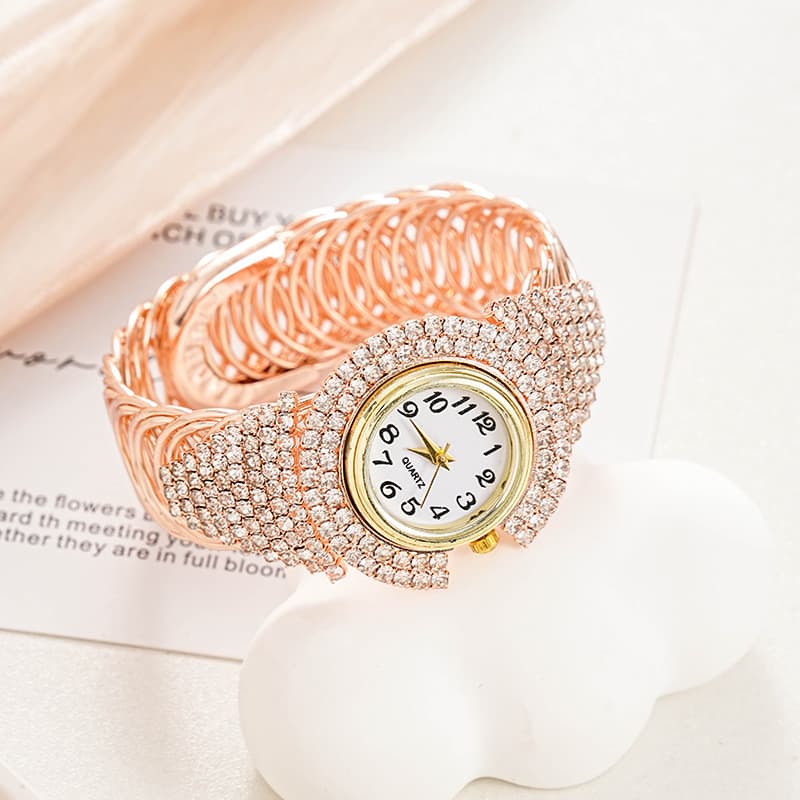 Relógio de pulso feminino de luxo cravejado de diamantes, cheio de diamantes, estilo casual e elegante, relógio feminino