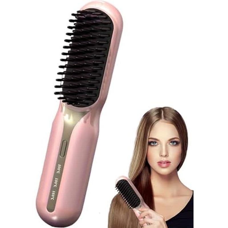 Alisador E Modelador De Cabelo Sem Fio 2 Em 1 , Técnica De Plasma , Escova De Alisamento De Cerâmica Portátil , 3 Config