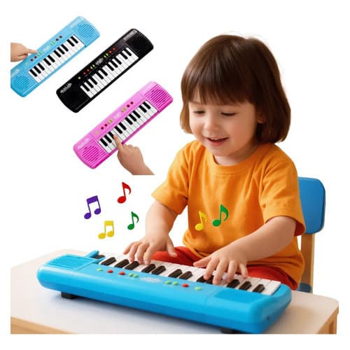 Teclado Infantil Musical Brinquedo Piano Teclas Educativo Preto 1.5v
