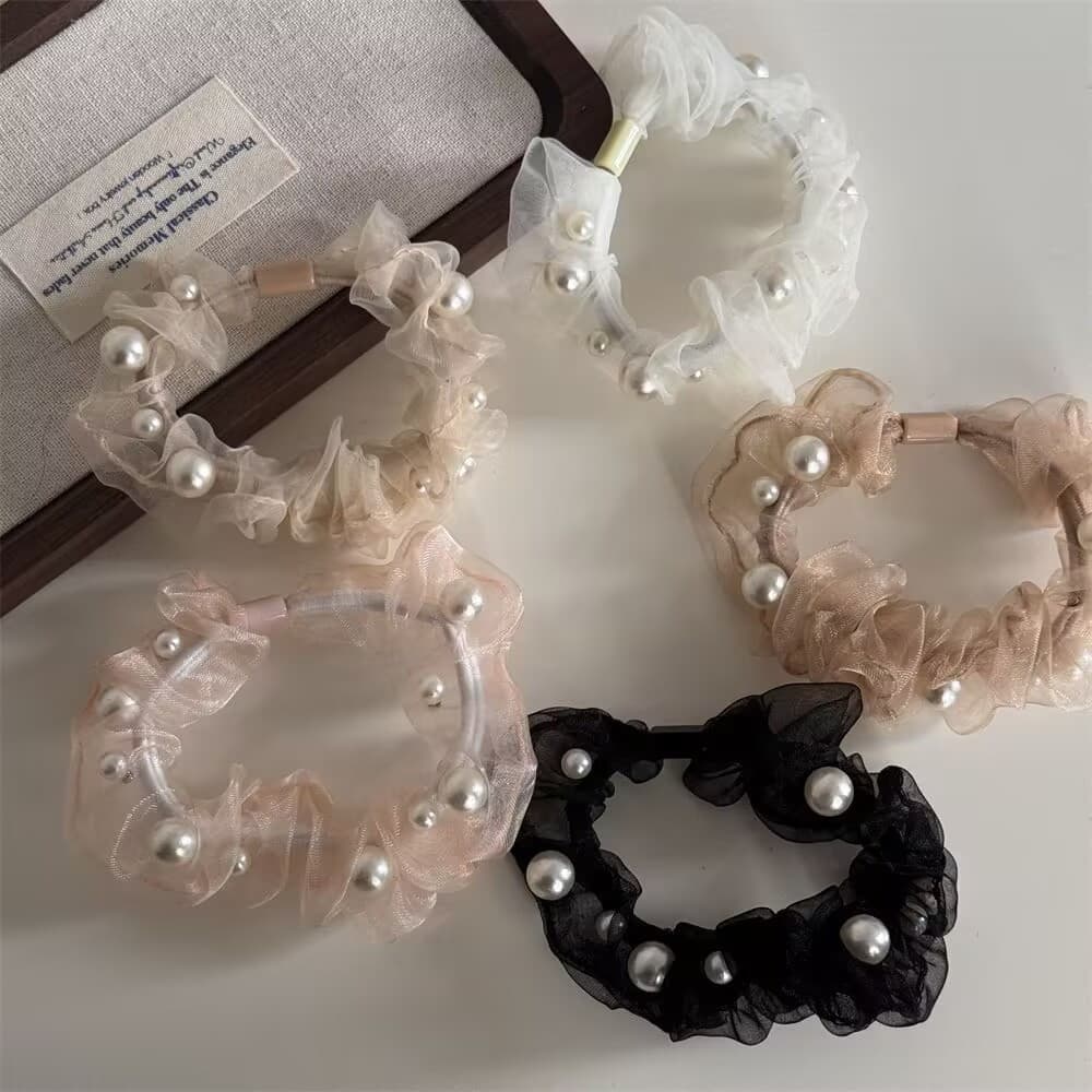Elástico de cabelo Com Pérolas acessorios xuxinha para cabelo Rabico de cabelo