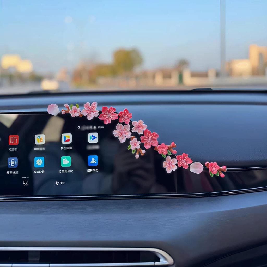 3d tridimensional flor de pêssego adesivos influenciador venda quente ornamentos de carro Console central flor de cereje