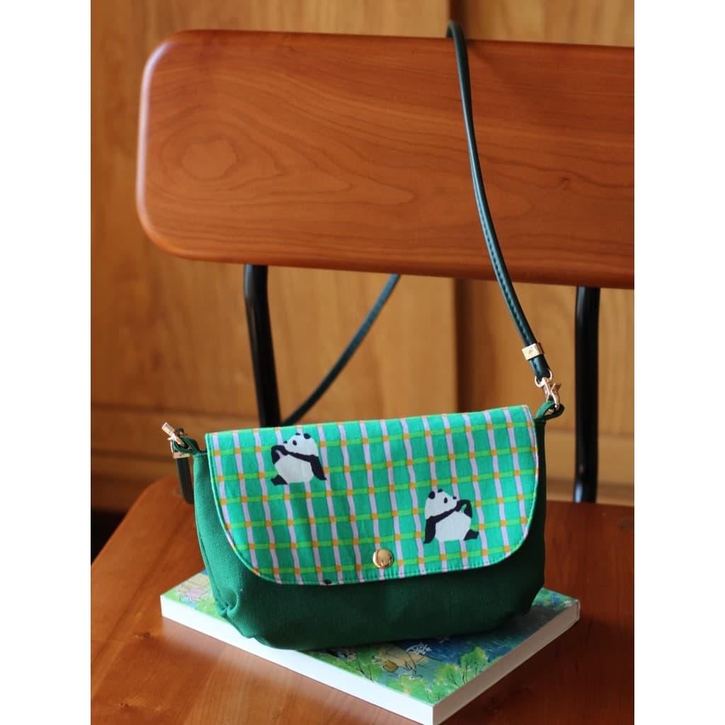 Campo de trigo impressão Panda verde puro algodão saco do mensageiro bolsa de ombro tecido artesanal Original Extra gran
