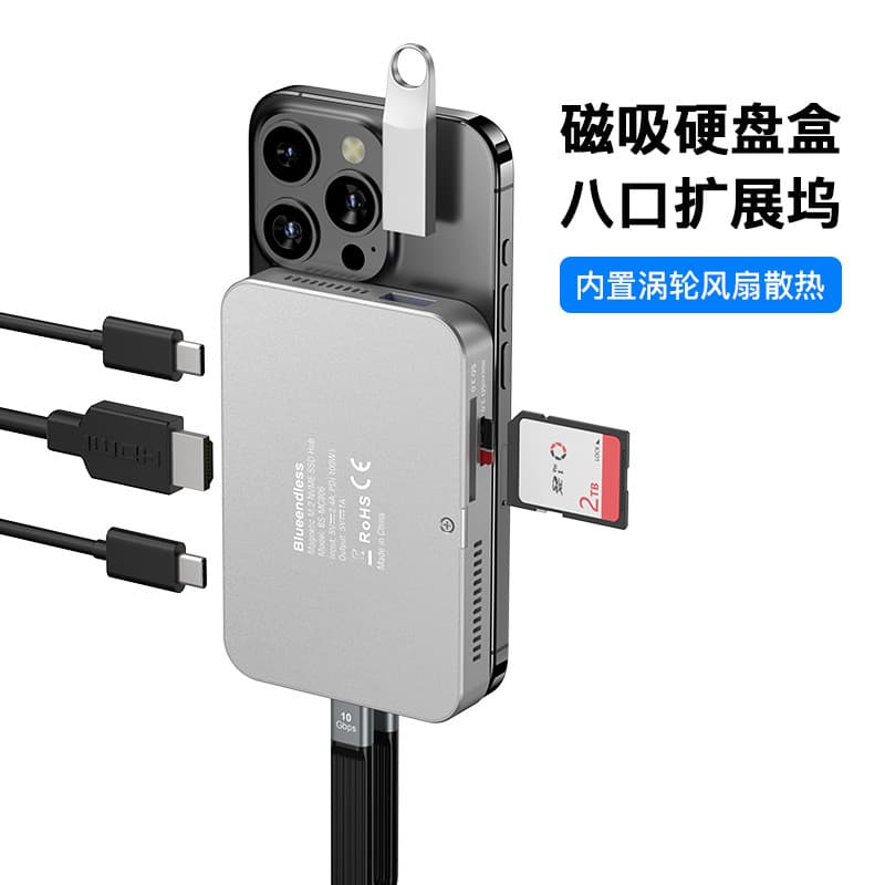 Caixa de disco rígido magnético Docking Station typec hdmi HD usb3.2 linha dividida leitor nvme de estado sólido com ven