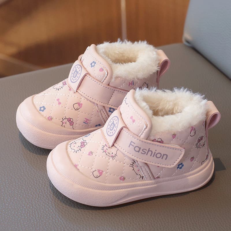 Sapatos infantis para meninas, sapatos de inverno de lã quente para bebês de 1 a 3 anos, 2 meninos, sola macia, sapatos