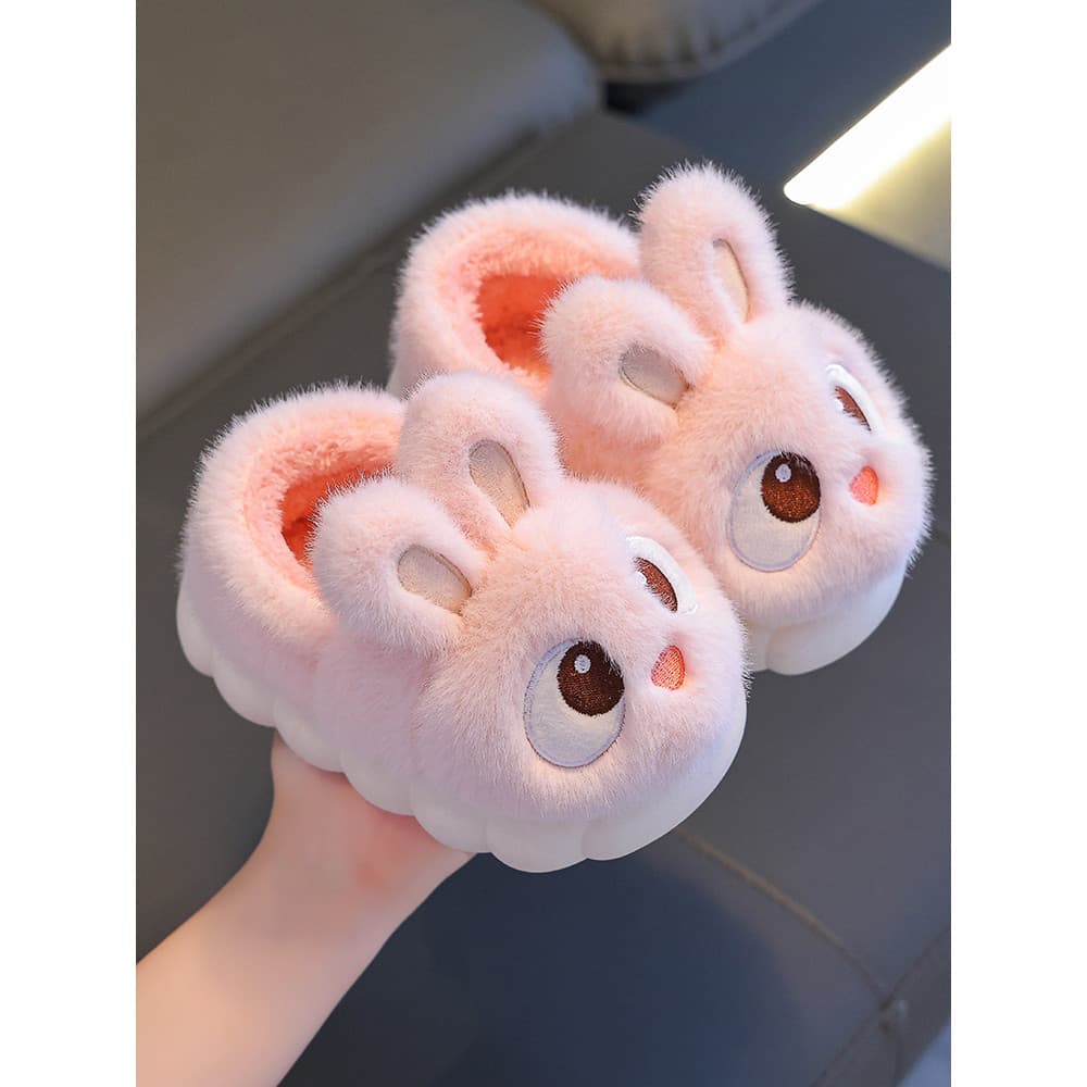 Crianças chinelos femininos 2025 inverno meninos coelho bonito sola macia quente casa antiderrapante princesa sapatos de