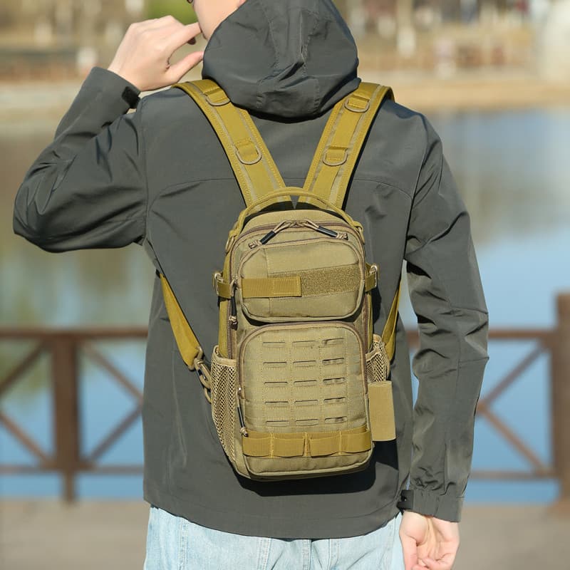 Mochila de isca ao ar livre masculina novo estilo corte a Laser saco do mensageiro repelente de água multifuncional saco