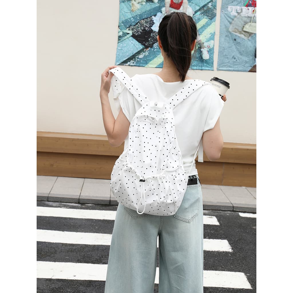 Versão coreana ins Super quente Polka Dot mochila feminina estudante classe náilon lona saco de escola simples Commuter