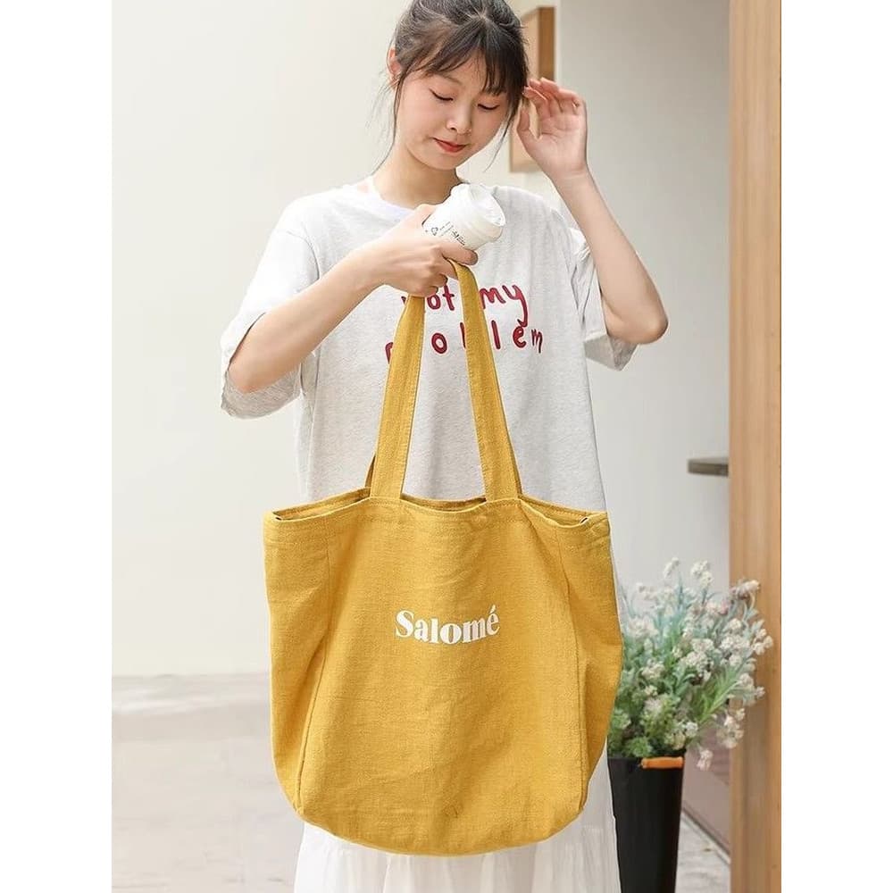 Versão coreana Casual carta bolsa de lona feminina All-Match grande capacidade de um ombro saco do mensageiro estilo pre