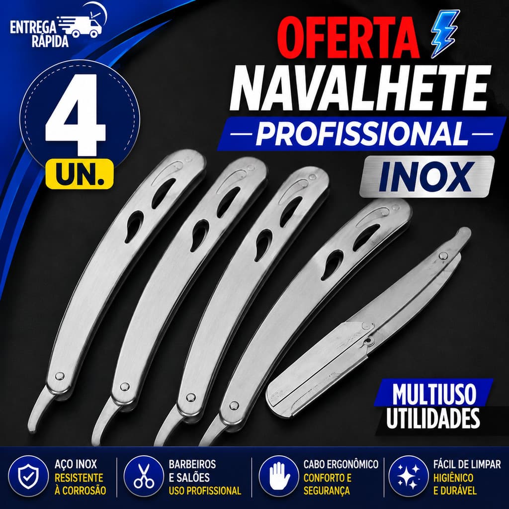 NAVALHA PROFISSIONAL PARA BARBEIROS DESIGN E CONTORNO DE BARBA