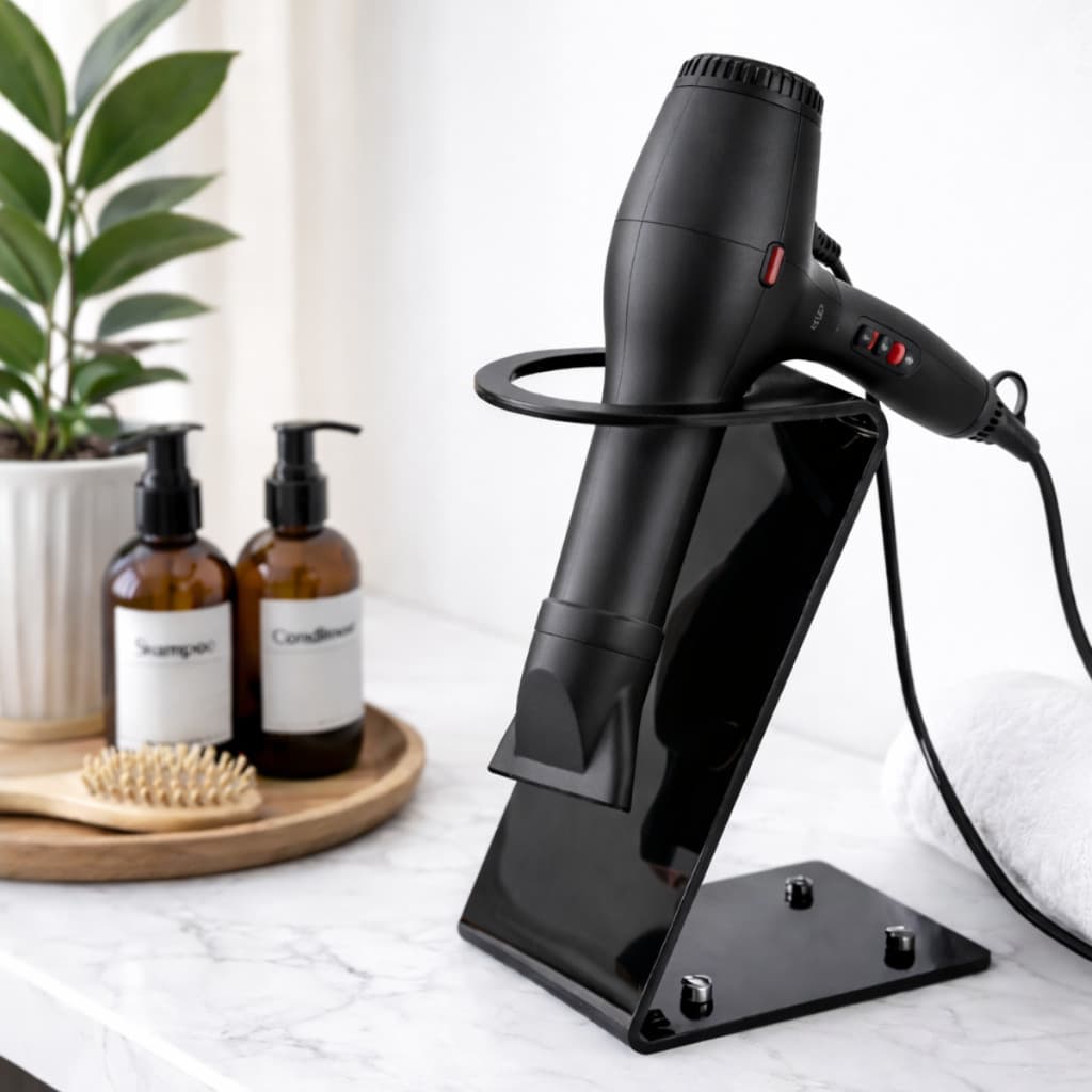 Suporte Para Secador De Cabelo Em Acrílico Com Ventosas Bancada