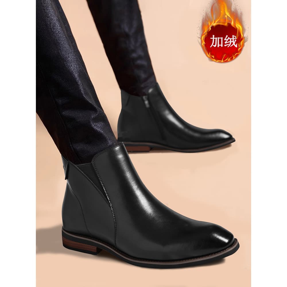 Botas de couro masculinas 2025 novo estilo Chelsea botas de negócios couro genuíno Martin botas aumentando sapatos de co