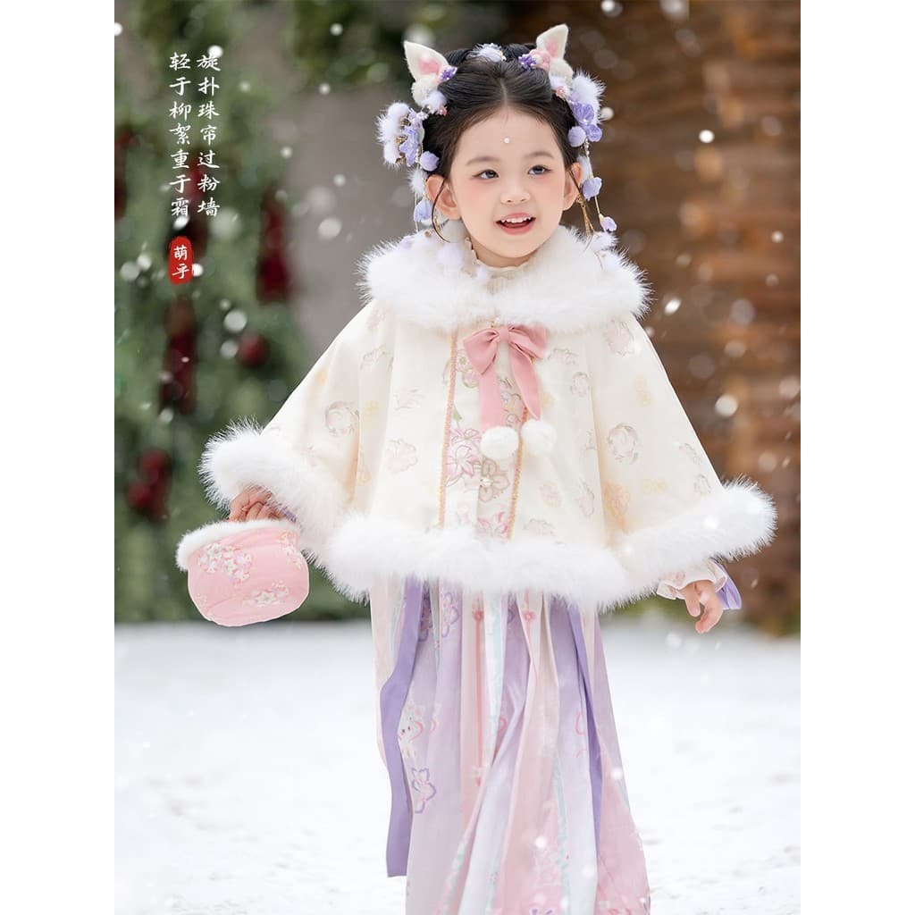Hanfu meninas inverno 2026 novo estilo crianças estilo chinês engrossado manto jaqueta chinês curto manto hanfu
