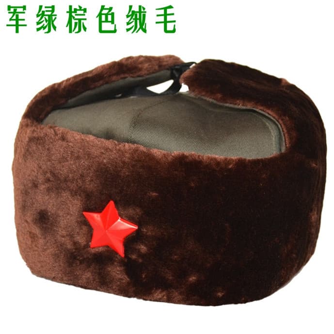 Boné de proteção de ouvido de algodão grosso/boné retrô Lei Feng/boné locomotiva estrela de cinco pontas vermelho tema d