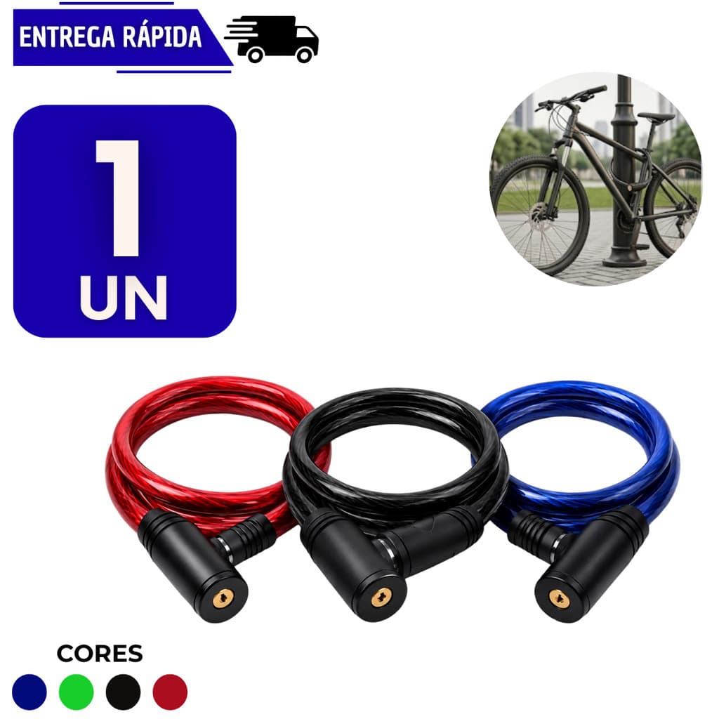 1 Corrente Cabo Cadeado De Segurança Para Moto Bicicleta Cabo De Aço Revestido Trava Com Chave Bike Anti Furto