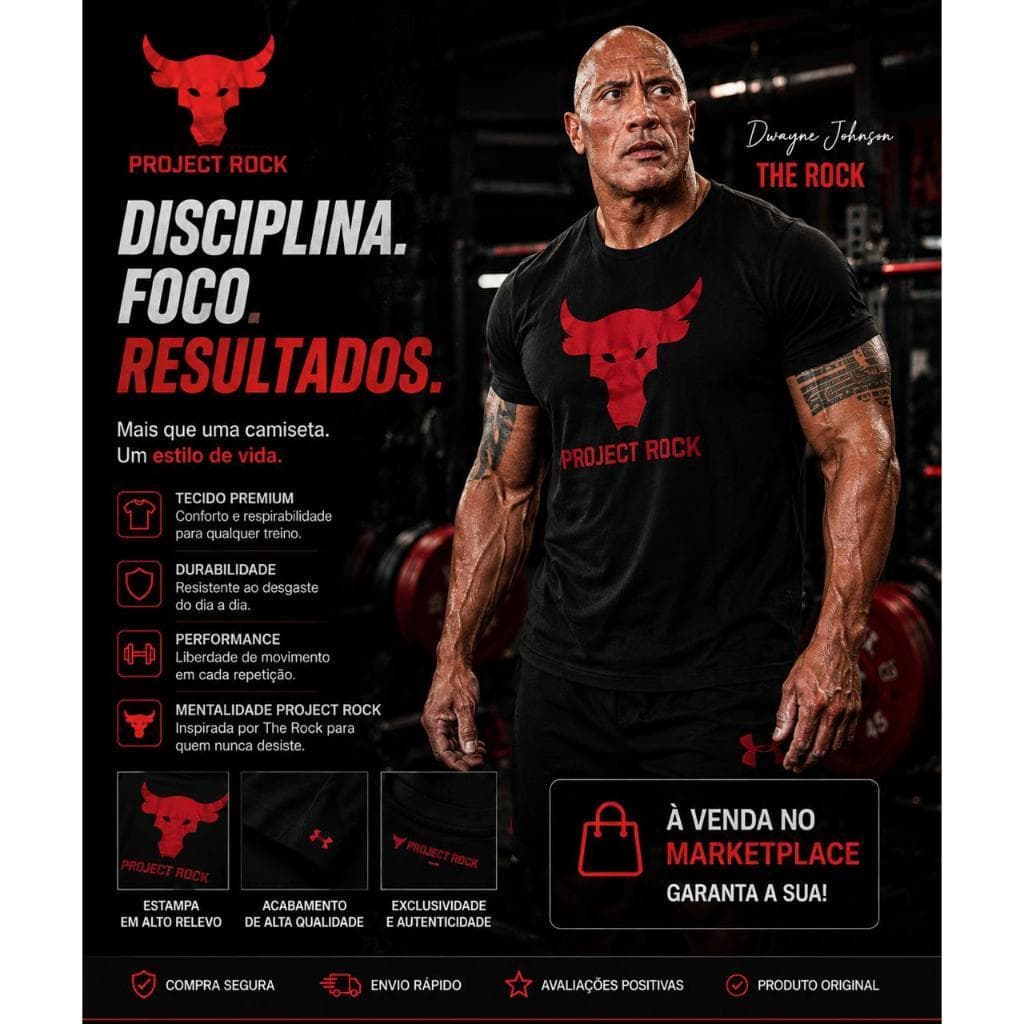 Camiseta masculina academia PROJECT força treino pesado gym blusa camisa tshirt promoção presente