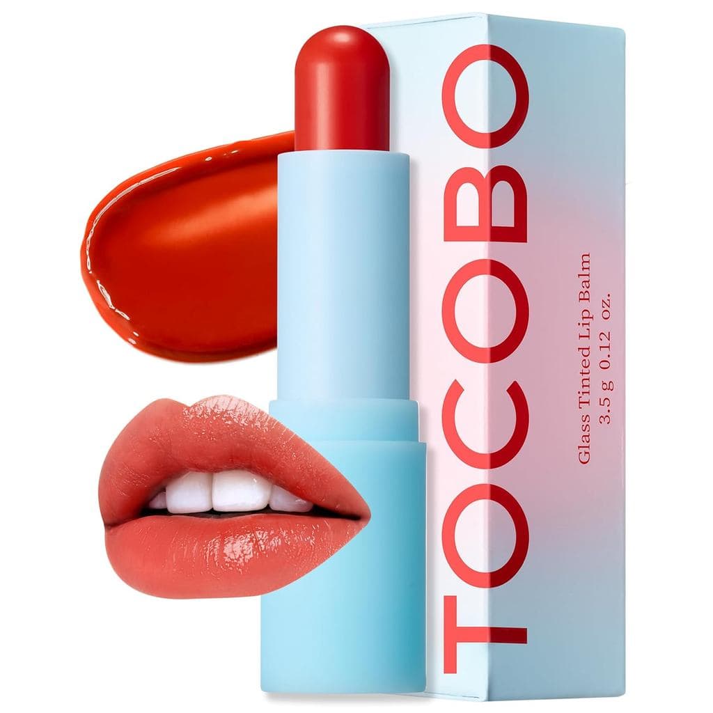 Bálsamo Labial Colorido TOCOBO Glass 013 Vermelho Tangerina 0,67 oz /19g |   Bálsamo Labial Vegano Hidratante com Brilho