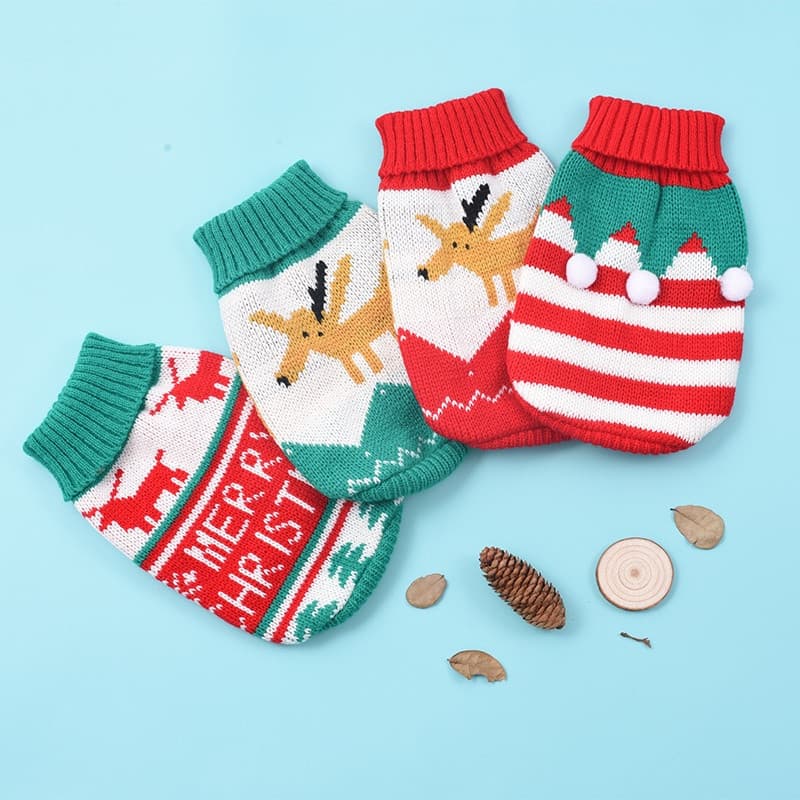 Roupas De Inverno Desenho Animado Para Cães Gatos Camisola De Natal Quente Pequeno Yorkie Casaco De Malha Crochê XS-3XL