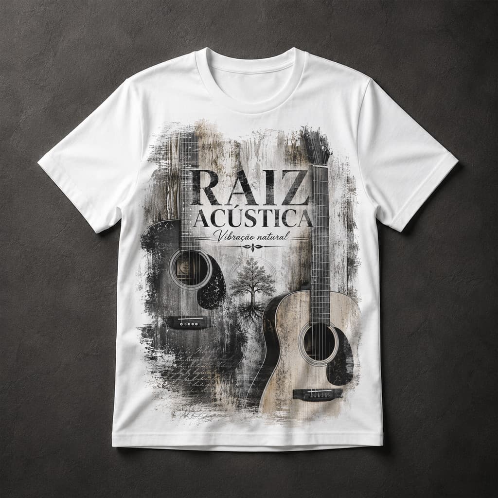 Camiseta Raiz Acústica Vibração Natural Violão Música Vintage