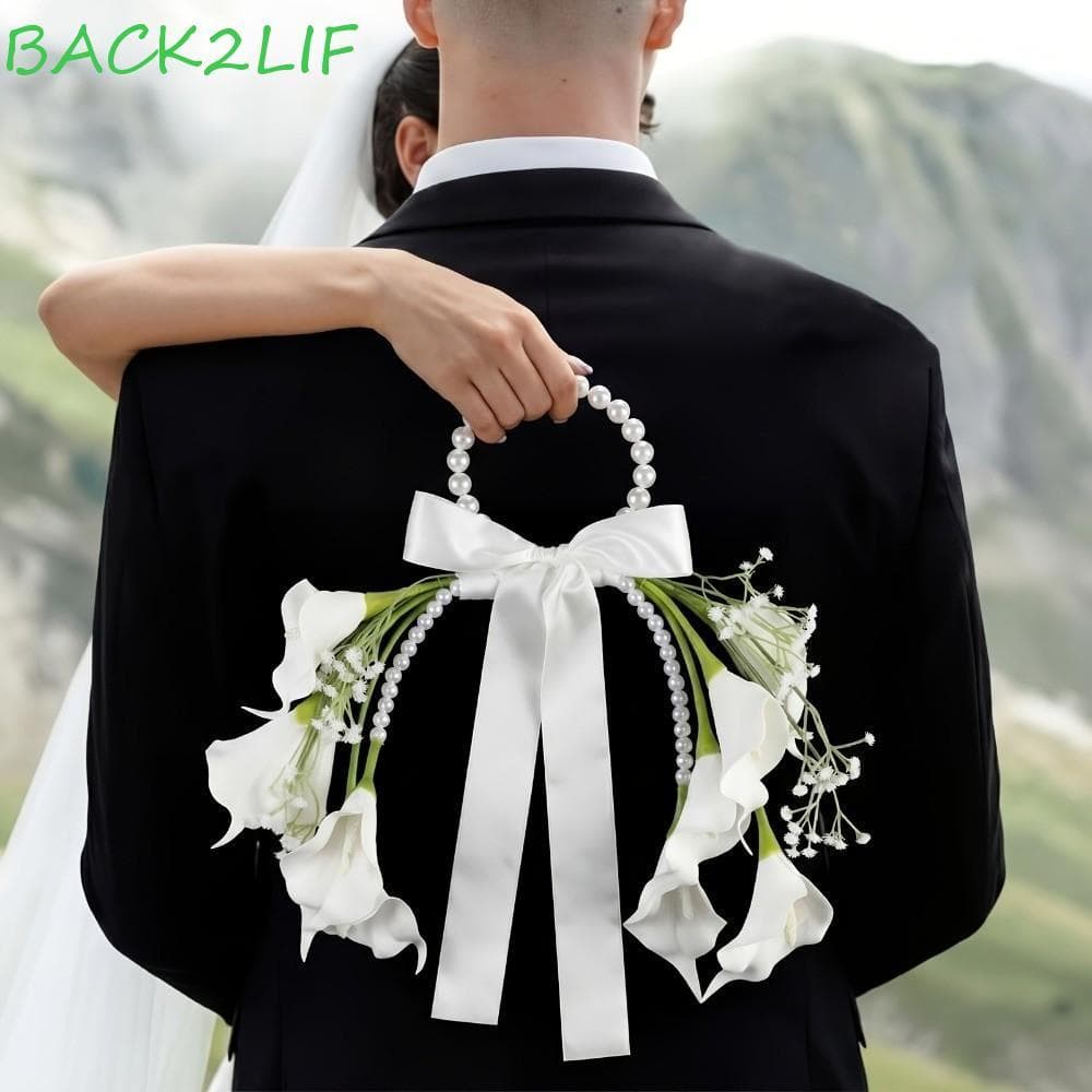 Buquê De Noiva BACK2LIF , Flores De Casamento Com Laço De Cetim Alça De Pérola , Superior Em Formato Criativo