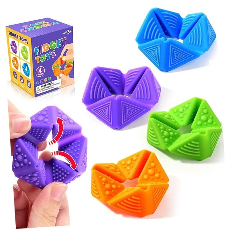 zzz Silicone Fingertip Bloco Dobrável Brinquedo Sensorial Para Alívio Do Estresse Jogo Silencioso 4 Pcs