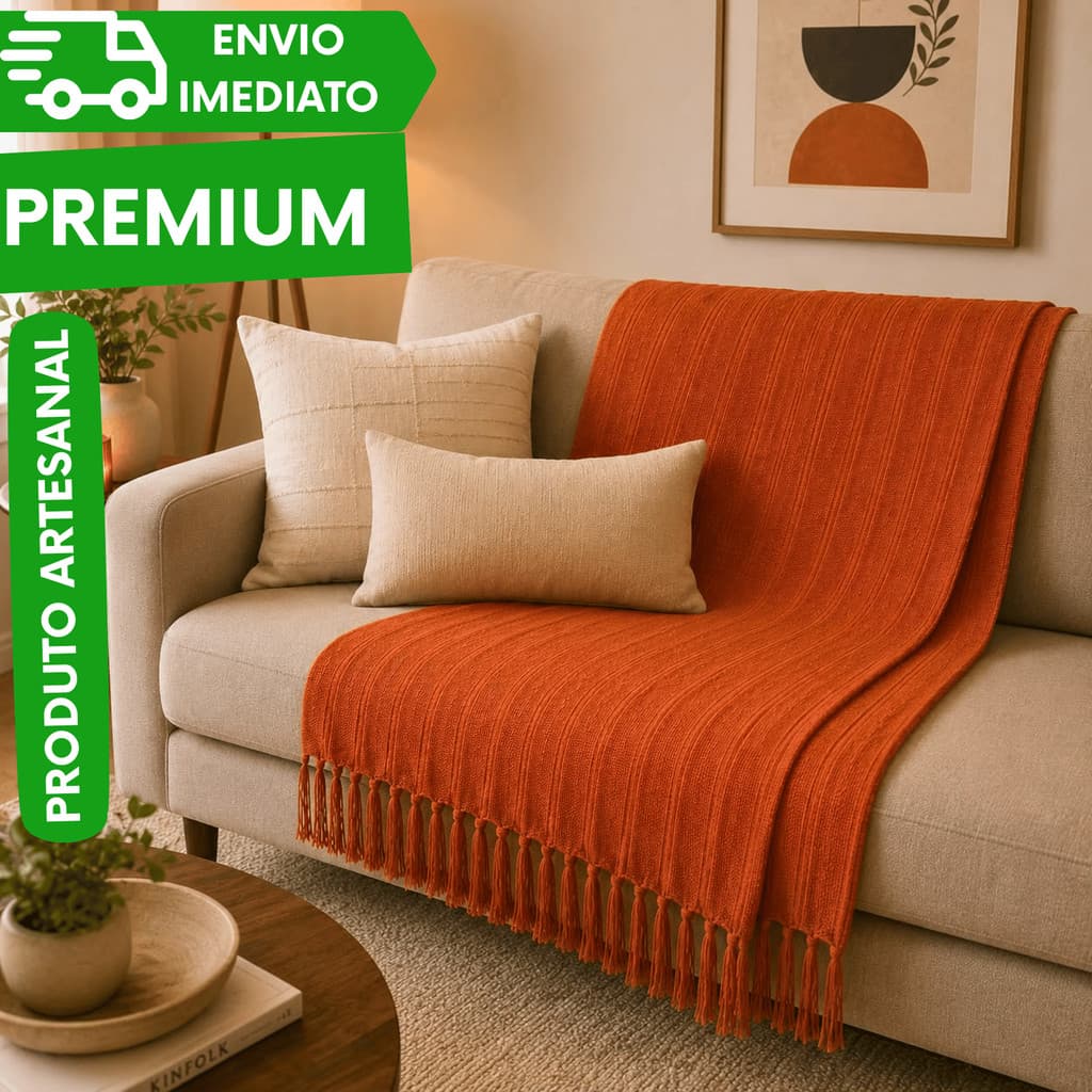 Mantas Quadriculada Para Sofá E Peseira De Cama Terracota E Rose Xale 1,20X1,80 De Algodão