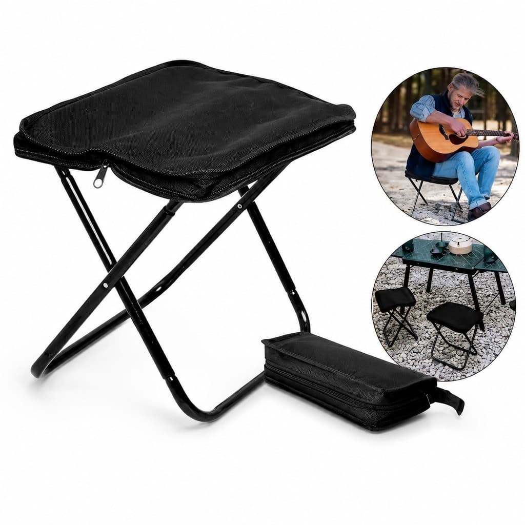 Banqueta Banquinho Dobrável Alumínio Camping C/ Bolsa Ziper