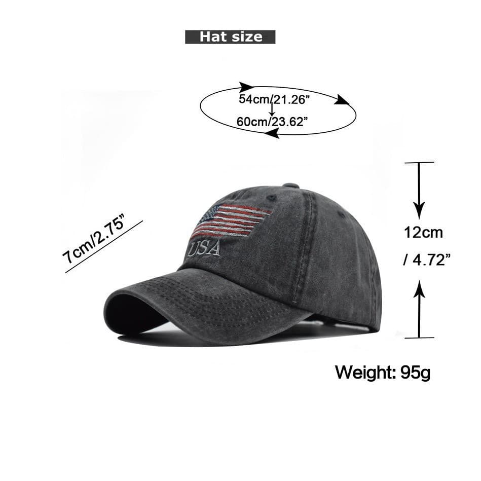 Boné Lavado Novo 2023, Estilo Vintage com Bandeira Americana, Boné Clássico de Algodão Americano