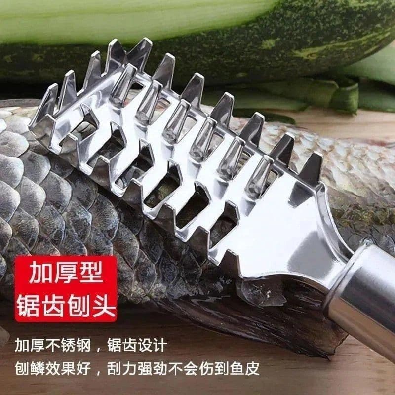 Raspador de escamas de peixe criativo em aço inoxidável de dupla fileira, raspador de peixe multifuncional, utensílio de