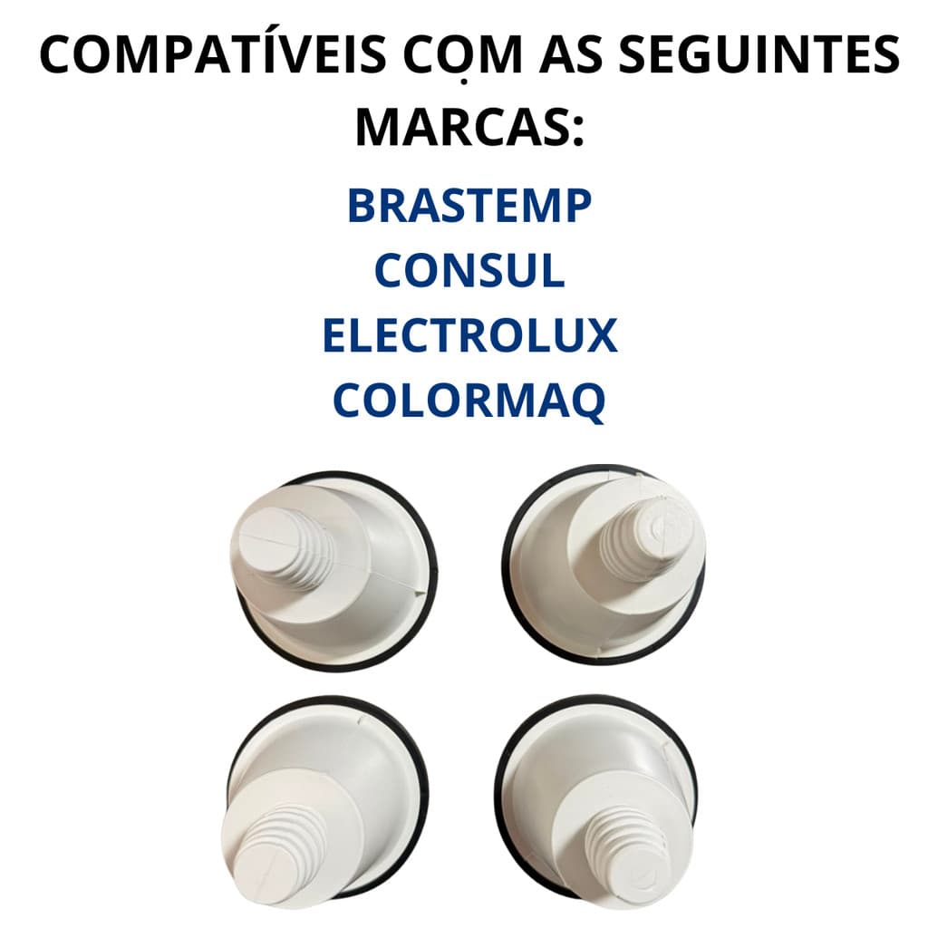 Kit 4 Pés Para Máquina de Lavar Compativel Brastemp Bwl11 Bwk12 Bwq24 Bwf24 Bwl09 Electrolux